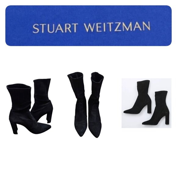 Stuart Weitzman Clinger Black Suede Booties - Size 9.5 M - Picture 1 of 14